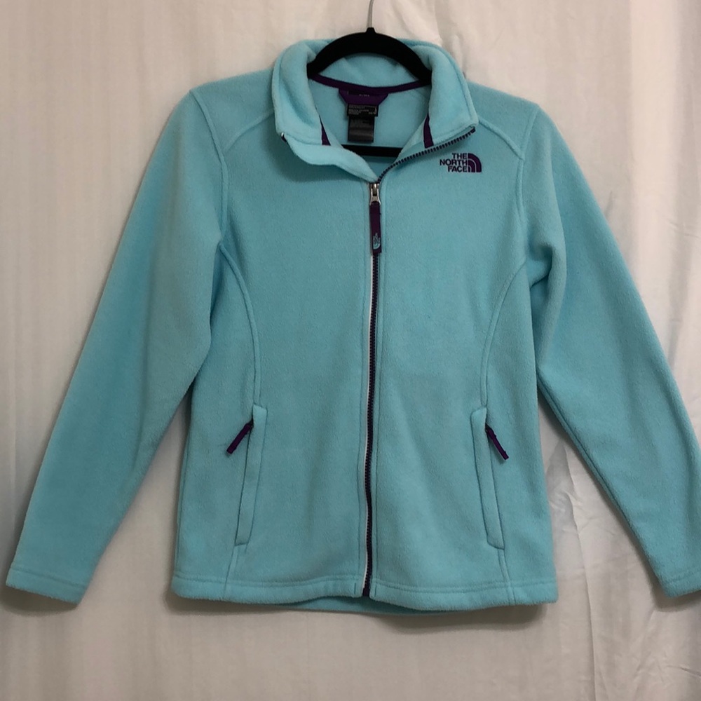Girls Mint Green Fleece North Face Jacket